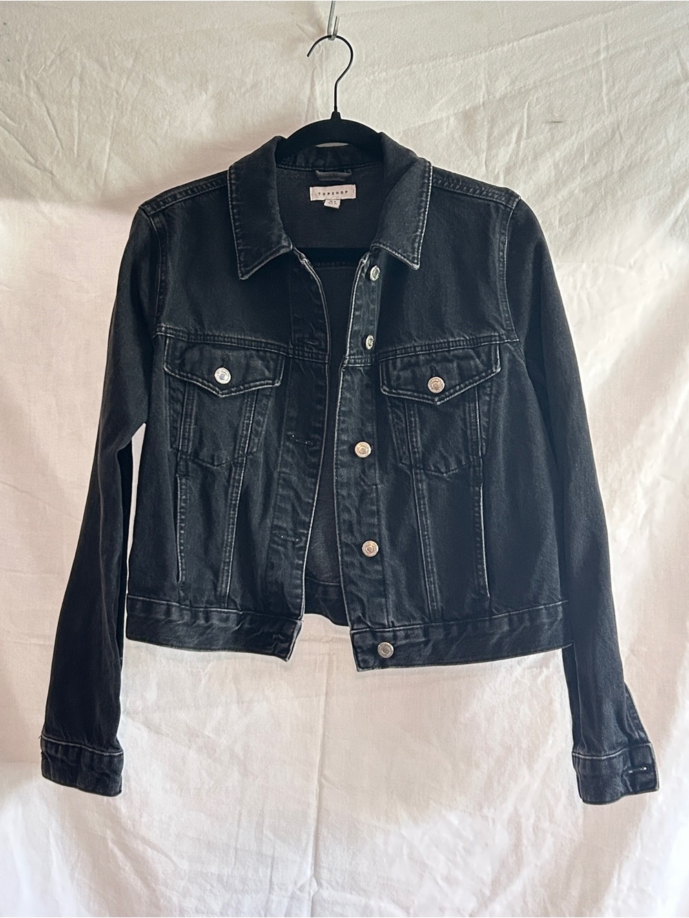 Topshop Black Denim Trucker Jacket